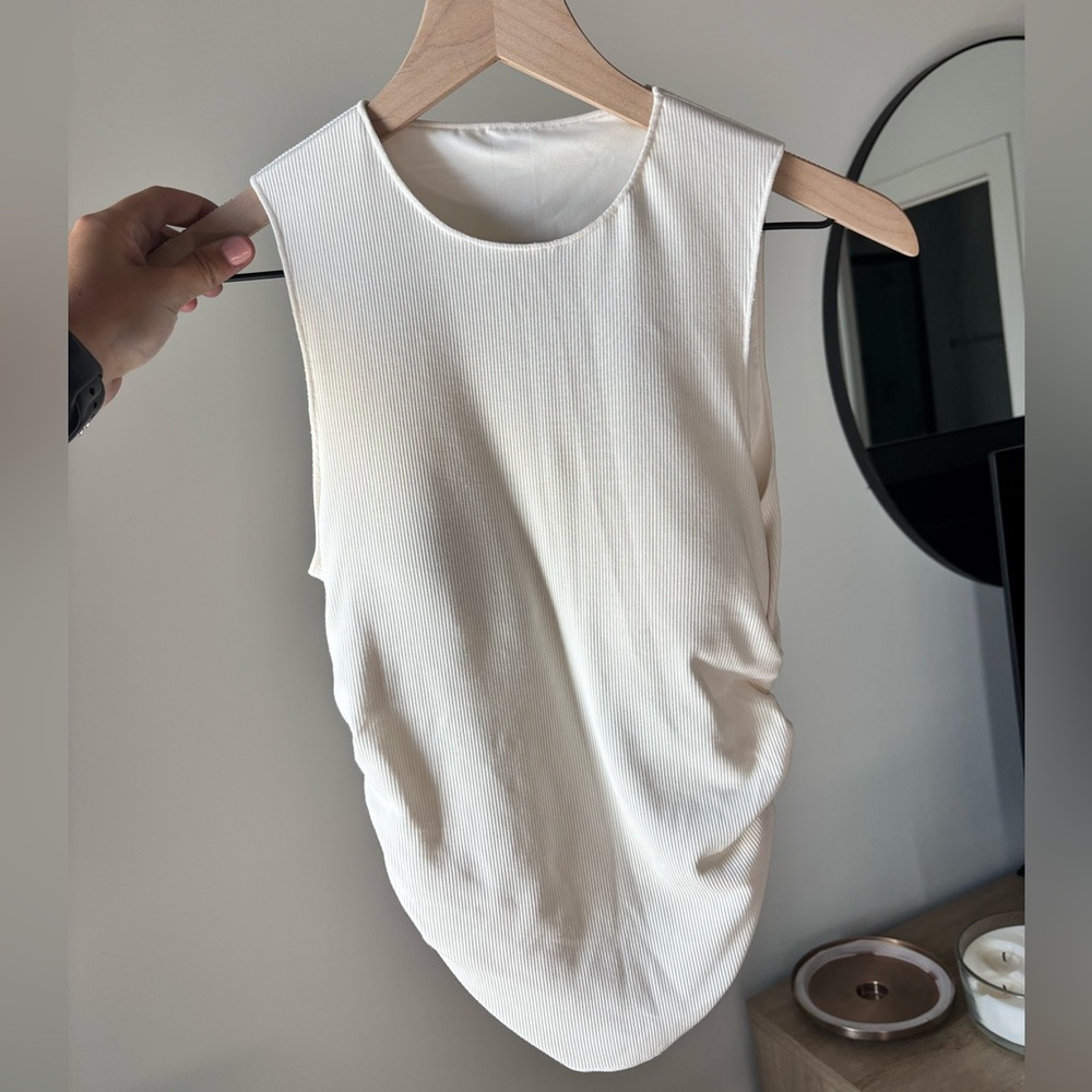 ALO Yoga Cream Ribbed Tank Top